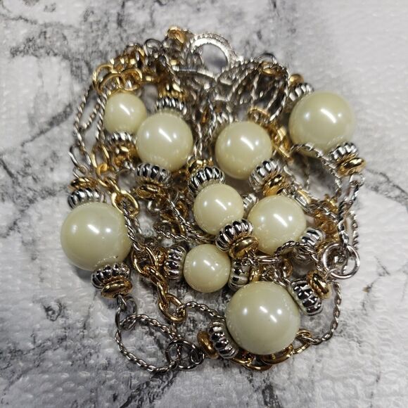 Bijoux Stella Multistrand Mixed Metals Faux Pearl Bracelet, NWT - Picture 11 of 12